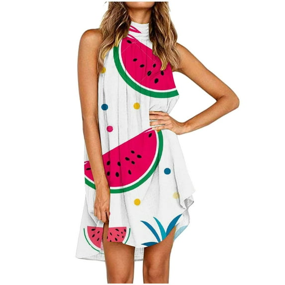 gbyLJF High Neck Dress for Women Floral Boho Dress High Tea Dress for Women Summer Dress 2024 A09_Green L
