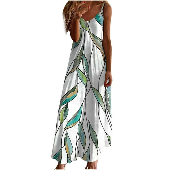 gbyLJF High Neck Summer Dress Casual Floral Dress Floral Dress Plus Size Womens Plaid Dress A02_Green L