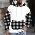thumbnail image 1 of gbyLJF Hoodies for Men Drawstring Checkered Printed Hooded Sweatshirt Long Sleeve Flannel Shirts Men Apparel Pullover with Pocket, 1 of 5
