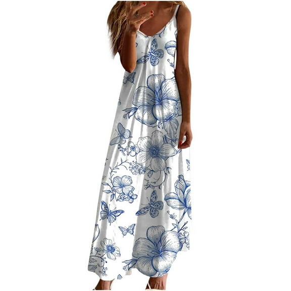 gbyLJF Knee Length Homecoming Dress Dress Cocktail Plus Size Casual Dress Dropped Waist Dress A03_Blue L