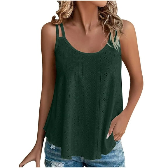 gbyLJF Ladies Golf Shirts Sleeveless Scalloped Tank Top Sleeveless Crop Tops for Women Crochet Tank Tops