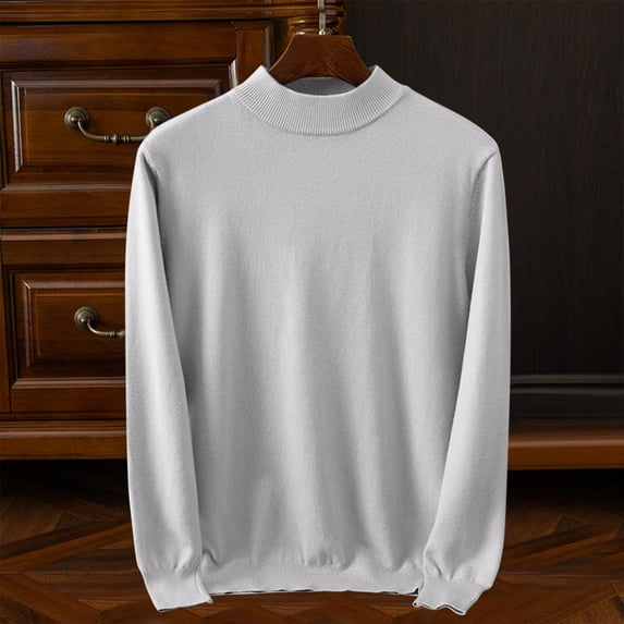 gbyLJF Lightweight Mock Neck Sweater for Men Solid Color Long Sleeve Pullover Tops Soft Comfy Slim Fit Blouse Casual Base Layer Shirt