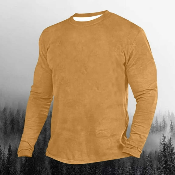 gbyLJF Long Sleeve Slim Fit Shirt for Men Men's Solid Color Round Neck Sweatshirt Lightweight Casual Loose Fit Pullover
