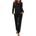 thumbnail image 1 of gbyLJF Matching Vacation Outfits for Couples Flare Pant Set Business Casual Clothes for Women Womens 2024 Fashion Black L, 1 of 7