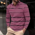 thumbnail image 1 of gbyLJF Men Casual Sweatshirts Quarter Zip Turn-down Collar Striped Printing Pullover Rugby Shirts Sports Long Sleeve Shirt, 1 of 5