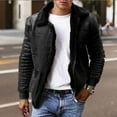 thumbnail image 1 of gbyLJF Men Fleece Zipper Jackets Thickened and Warm Long Sleeve Coat Fall/Winter Solid Color Short Jacket with Pockets, 1 of 8
