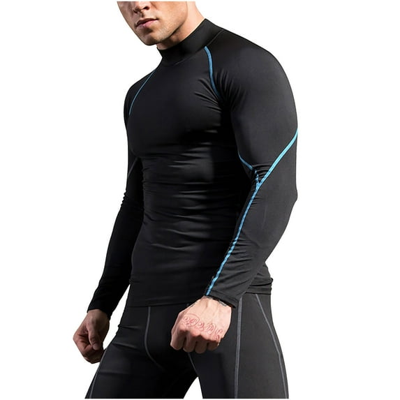gbyLJF Men's Athletic Workout Tops Long Sleeve Compression Shirt Tight Fit Active Sport Baselayer Shirts