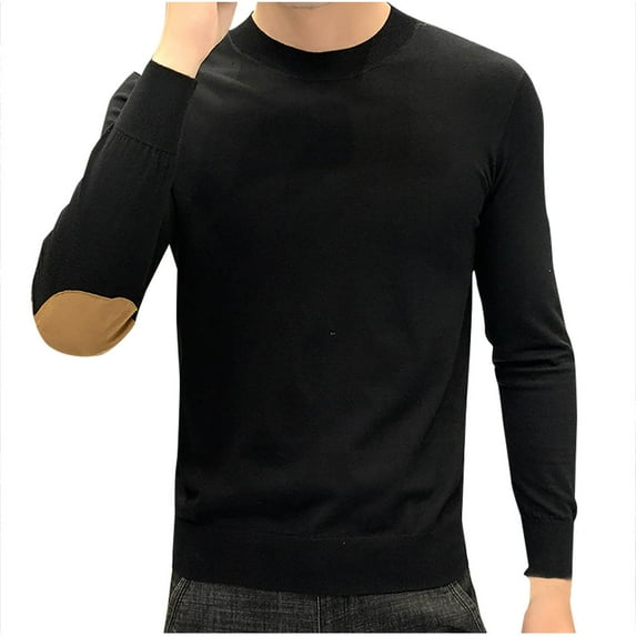 gbyLJF Men's Base Layer Shirt Round Neck Long Sleeve Blouse Solid Color Slim Fit Knitted Pullover Sweater