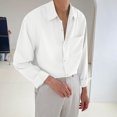 thumbnail image 1 of gbyLJF Men's Button Down Shirt Soft and Comfortable Long Sleeve Lapel Top Regular Fit Casual Solid Color Blouse, 1 of 4