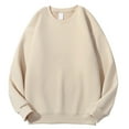 thumbnail image 1 of gbyLJF Men's Casual Pullovert Fleece Warm Loose Hoodless Top Solid Color Long Sleeve Basic Style Sweatshirt, 1 of 2