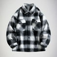 thumbnail image 1 of gbyLJF Men's Checkered Printed Jacket Thickened Warm Button Top Casual Loose Long Sleeve Lapel Jacket with Pocket, 1 of 4