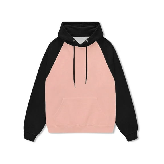 gbyLJF Men's Cotton Hoodie Casual Loose Drawstring Hooded Pullover Solid-color Patchwork Long Sleeve Sweatshirt with Pocket