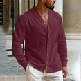 thumbnail image 1 of gbyLJF Men's Cotton Linen Long Sleeve Shirts Spring Casual Solid Color Button Down Shirt Beach Summer Blouses Tops, 1 of 9