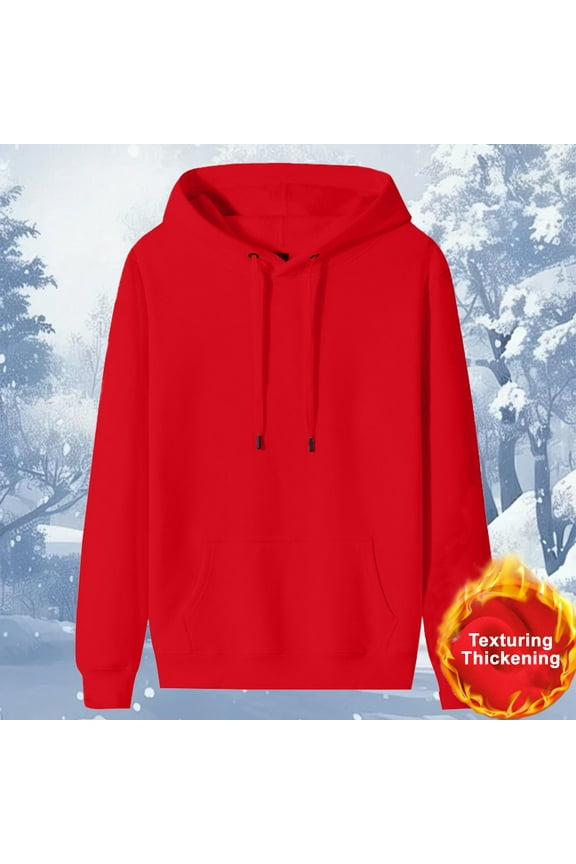 Men's Drawstring Hoodie Casual Long Sleeve Hooded Sweatshirt Loose and Comfortable Solid Color Tops with Pocket