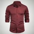 thumbnail image 1 of gbyLJF Men's Dress Shirt Solid Color Long Sleeve Turndown Collar Blouse Button Up Slim Fit Business Casual Shirts, 1 of 6