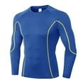 thumbnail image 1 of gbyLJF Men's Fitness Top Long Sleeve Tight Fit Quick Dry Athletic Base Layer Clear Line Design Workout Top, 1 of 3
