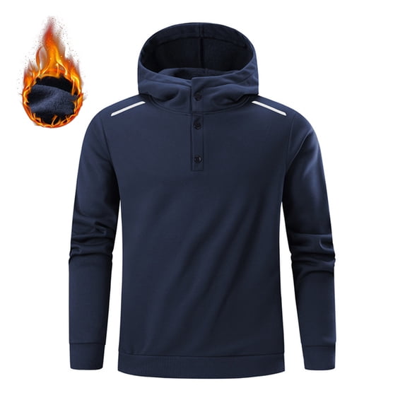 gbyLJF Men's Fleece Hooded Sweatshirt Long Sleeve Solid Color Pullover Hoodie