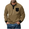 thumbnail image 1 of gbyLJF Men's Fleece Sweatshirt Warm Long Sleeve Stand Up Collar Pullover Shirts Casual Half Button Down Lapel Tops with Pockets, 1 of 6