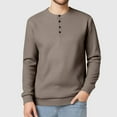 thumbnail image 1 of gbyLJF Men's Four-button Pullover Solid Color Round Neck Long Sleeve Sweatshirt Middleweight Loose Fit Base Layer Shirt, 1 of 7