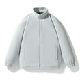 thumbnail image 1 of gbyLJF Men's Full Zip Fleece Coat Solid Color Casual Long Sleeve Blouse Stand-up Collar Mid Weight Jacket Top with Pocket, 1 of 3