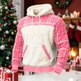 thumbnail image 1 of gbyLJF Men's Fuzzy Hooded Sweatshirt Long Sleeve Plaid Pocket Hoodie Fleece Pullover Sweater Christmas Sweatshirt for Men, 1 of 3