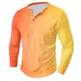 thumbnail image 1 of gbyLJF Men's Gradient Half-button Shirt Regular Fit Lightweight Long Sleeve Round Neck Top Casual Loose Half-open T-shirt, 1 of 4