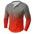 thumbnail image 1 of gbyLJF Men's Gradient Printed Shirt Regular Fit Long Sleeve Button Down Round Neck Top Lightweight Semi-open Casual Pullover, 1 of 4