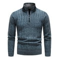 thumbnail image 1 of gbyLJF Men's Half Zipper Pullover Solid Color Long Sleeve Fleece Sweatshirt Vintage Casual Warm Stand-up Collar Top, 1 of 5