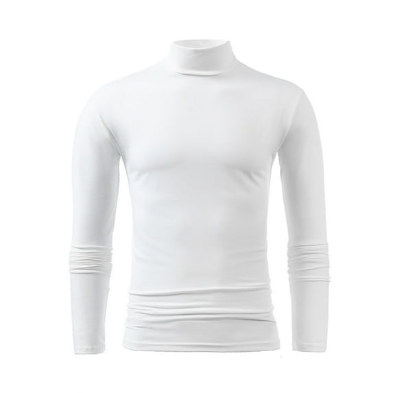 gbyLJF Men's Half-high Collar Pullover Shirt Casual Simple Solid Color Long-sleeved Top Regular Fit Sports Base Layer