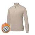 thumbnail image 1 of gbyLJF Men's Half-zipper Fleece Blouse Casual Solid Color Long Sleeve Pullover Top Stand-up Ccollar Elastic Knitted Sweater, 1 of 7