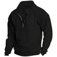 thumbnail image 1 of gbyLJF Men's Half-zipper Sweatshirts Solid Color Long Sleeve Slim Fit Shirt Pullover Quarter Zip Hoodie Mens Sweater, 1 of 3