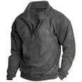 thumbnail image 1 of gbyLJF Men's Half-zipper Sweatshirts Solid Color Long Sleeve Slim Fit Shirt Pullover Quarter Zip Hoodie Mens Sweater, 1 of 3