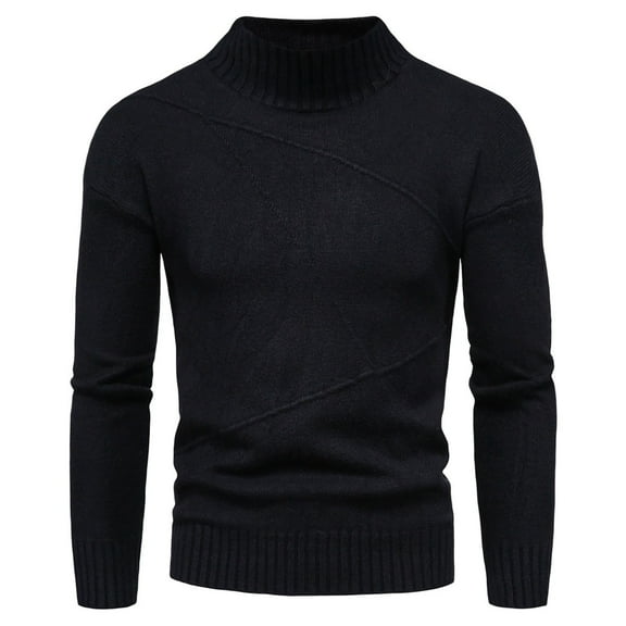 gbyLJF Men's High Neck Sweaters Casual Knitted Sweater Winte Solid Color Long SleevePullover Base Layer