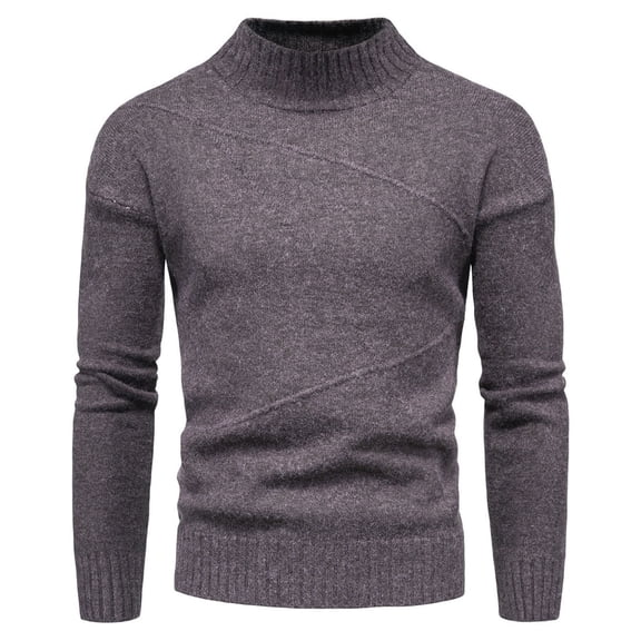 gbyLJF Men's High Neck Sweaters Casual Knitted Sweater Winte Solid Color Long SleevePullover Base Layer
