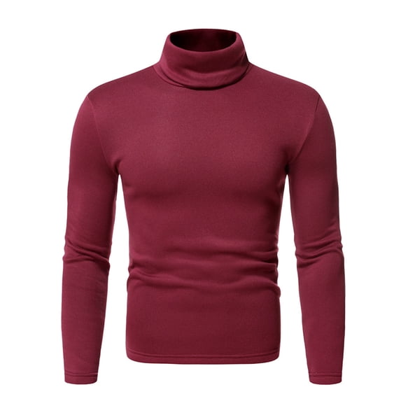 gbyLJF Men's High-neck Top Elastic Slim Fitt Long Sleeve Pullover Shirts Solid Color Base Layer for Autumn and Winter