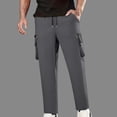 thumbnail image 1 of gbyLJF Men's Hiking Work Pants Drawstring Stretch Waist Casual Pant Solid Color Straight Fit Trousers with 4 Pockets Gray,XXL, 1 of 7