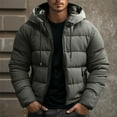 thumbnail image 1 of gbyLJF Men's Hooded Down Jacket Solid Color Full Zip Puffer Jackets Winter Thickened Warm Padded Coats with Zipper Pockets, 1 of 6