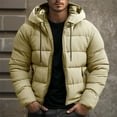 thumbnail image 1 of gbyLJF Men's Hooded Down Jacket Solid Color Full Zip Puffer Jackets Winter Thickened Warm Padded Coats with Zipper Pockets, 1 of 6