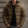 thumbnail image 1 of gbyLJF Men's Hooded Down Jacket Solid Color Full Zip Puffer Jackets Winter Thickened Warm Padded Coats with Zipper Pockets, 1 of 6