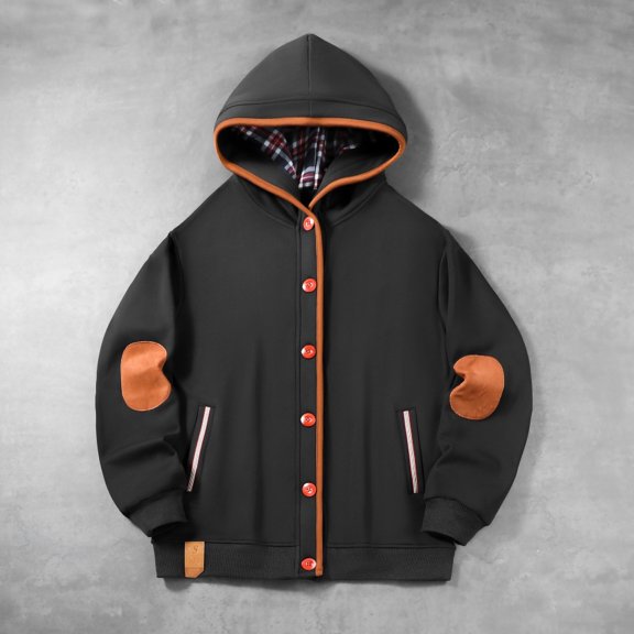 gbyLJF Men's Hooded Fleece Jackets Casual Long Sleeve Hoodie Jacket Fall/Winter Button Down Cardigan with Pockets