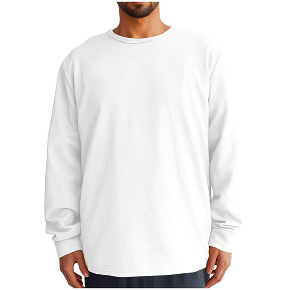 gbyLJF Men's Hoodless Sweatshirt Loose Fit Solid Color Round Neck Top Lightweight Long Sleeve Casual Pullover Shirts