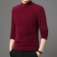 thumbnail image 1 of gbyLJF Men's Knitted Base Layer Shirt Round Neck Solid Color Long Sleeve Pullover Top Regular Fit Semi-turtleneck Sweater, 1 of 4