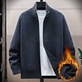 thumbnail image 1 of gbyLJF Men's Knitted Jacket Casual Loose Solid Color Long Sleeve Full Zipper Top Fleece Warm Stand-up Collar Sweater, 1 of 5