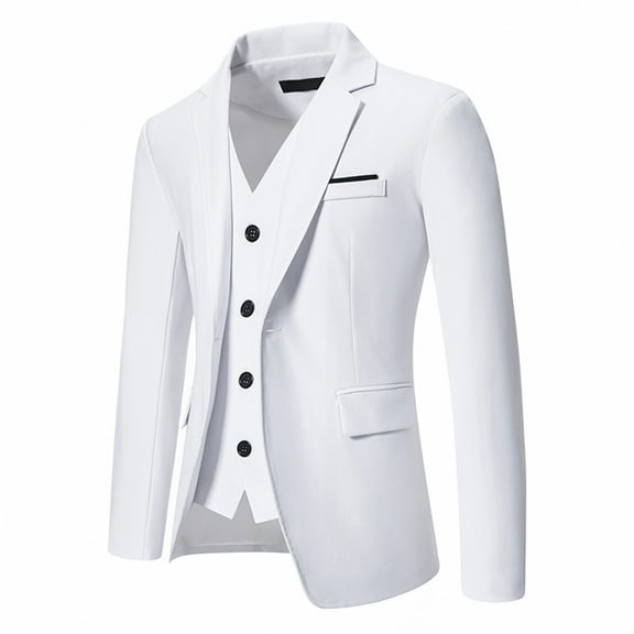 gbyLJF Men's Lapel Dress Coats Fake Two Slim Fit Button Down Suit Jackets Lightweight Party Business Wedding Coat for Men