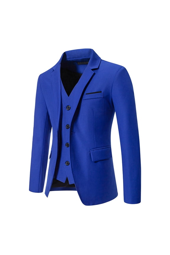 Men's Lapel Dress Coats Fake Two Slim Fit Button Down Suit Jackets Lightweight Party Business Wedding Coat for Men