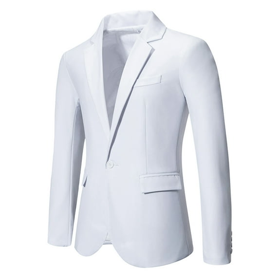 gbyLJF Men's Lapel Dress Jackets Casual Formal One Button Slim Fit Coat Solid Color Business Wedding Party Suit Jacket