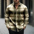 thumbnail image 1 of gbyLJF Men's Long Sleeve Lapel Shirt Lightweight Checkered Printed Loose Top Elastic Casual Business Button Down Shirt, 1 of 5