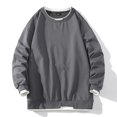 thumbnail image 1 of gbyLJF Men's Long Sleeve Pullover Casual Color-blocking Round Neck Hoodless Sweatshirt Loose Fashion Fake Two Sport Tops for Men, 1 of 7