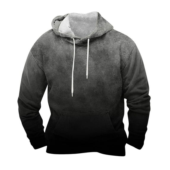 gbyLJF Men's Long Sleeve Pullover Gradient Color Sports Hooded Sweatshirt Drawstring Sweatshirts with Large Pocket