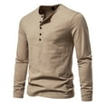 thumbnail image 1 of gbyLJF Men's Long Sleeve Pullover Lightweight Four-button Half-open Blouse Breathable Slim Fit Round Neck Shirts, 1 of 5
